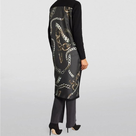 L'AGENCE Lesia Silk Back Long line Cardigan Duster Black Grunge maximalist xs - Picture 13 of 15